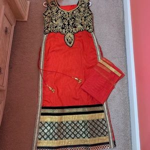 RED INDIAN PAJAMI SUIT